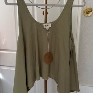 BiBi Light Olive Textured Sleeveless Tank
